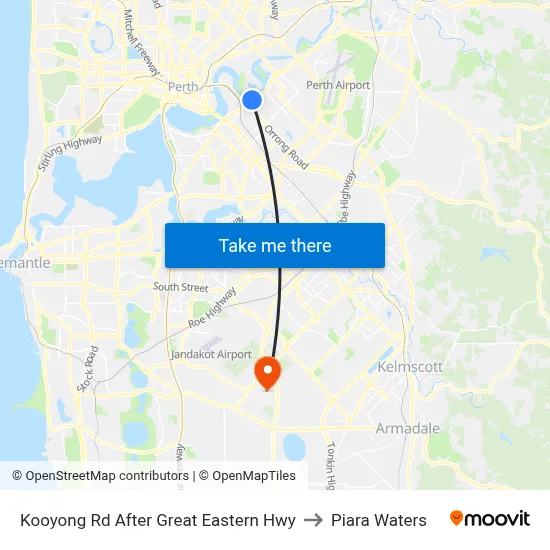Kooyong Rd After Great Eastern Hwy to Piara Waters map