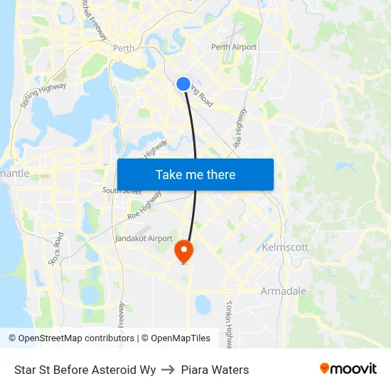 Star St Before Asteroid Wy to Piara Waters map