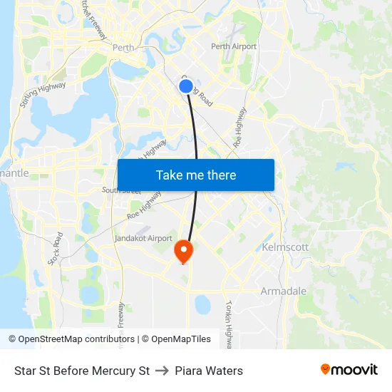 Star St Before Mercury St to Piara Waters map