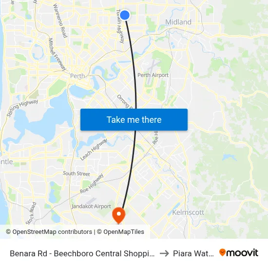 Benara Rd - Beechboro Central Shopping Ctr to Piara Waters map