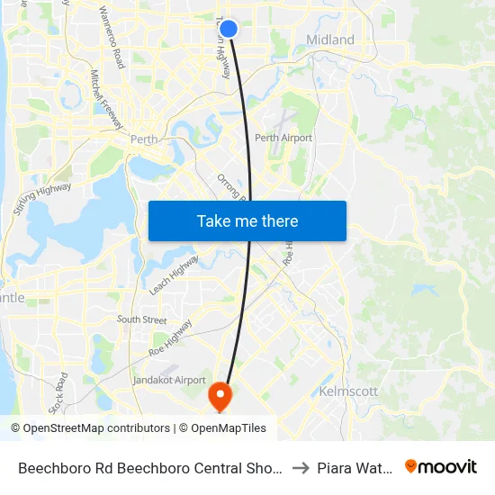 Beechboro Rd Beechboro Central Shop Ctr to Piara Waters map