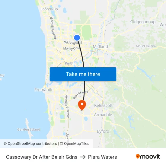 Cassowary Dr After Belair Gdns to Piara Waters map