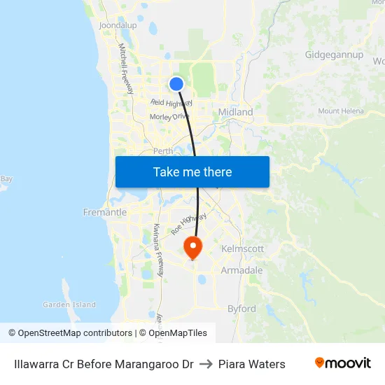 Illawarra Cr Before Marangaroo Dr to Piara Waters map