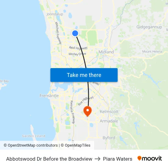 Abbotswood Dr Before the Broadview to Piara Waters map