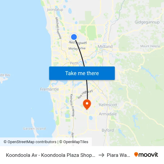 Koondoola Av - Koondoola Plaza Shopping Ctr to Piara Waters map