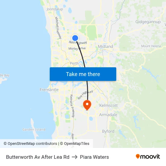 Butterworth Av After Lea Rd to Piara Waters map