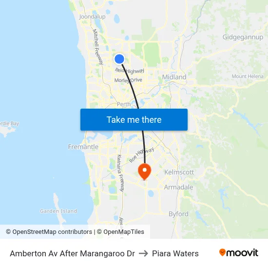 Amberton Av After Marangaroo Dr to Piara Waters map