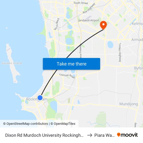 Dixon Rd Murdoch University Rockingham Campus to Piara Waters map