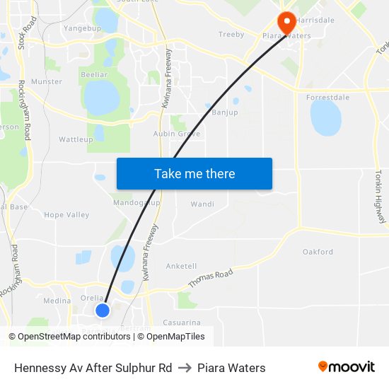 Hennessy Av After Sulphur Rd to Piara Waters map