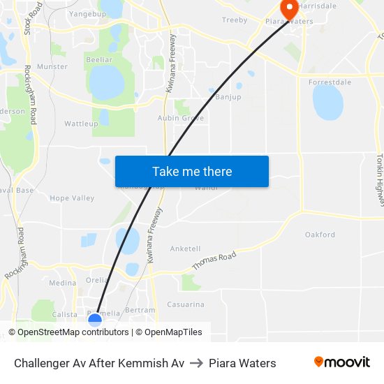 Challenger Av After Kemmish Av to Piara Waters map