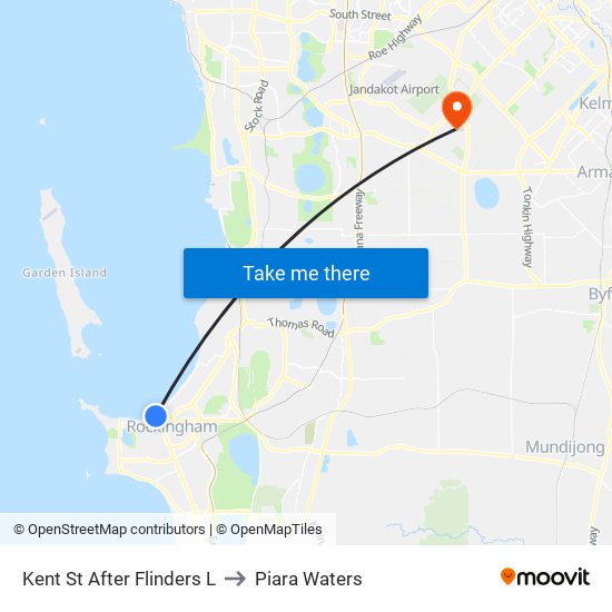 Kent St After Flinders L to Piara Waters map