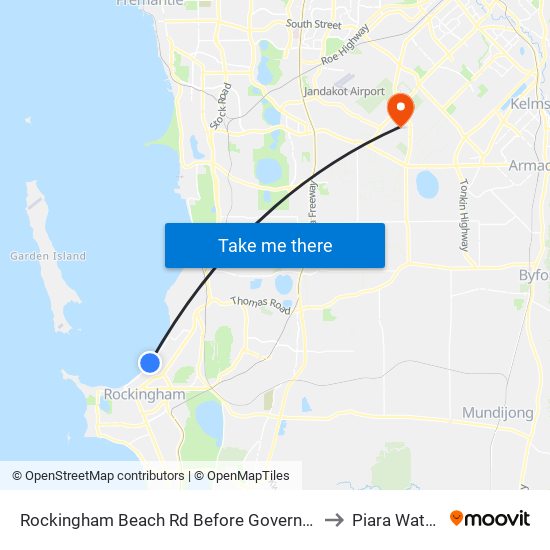 Rockingham Beach Rd Before Governor Rd to Piara Waters map