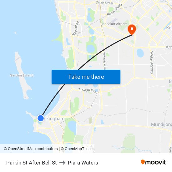 Parkin St After Bell St to Piara Waters map