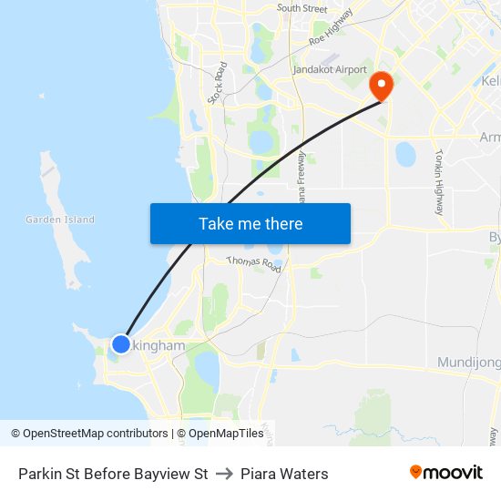 Parkin St Before Bayview St to Piara Waters map