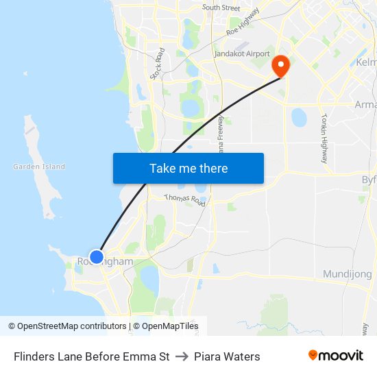 Flinders Lane Before Emma St to Piara Waters map