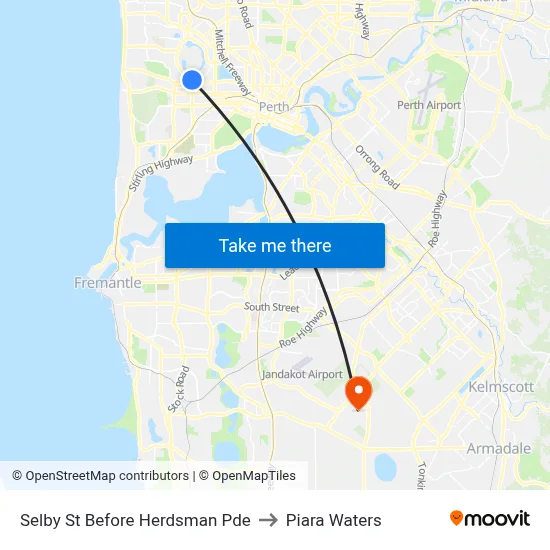 Selby St Before Herdsman Pde to Piara Waters map
