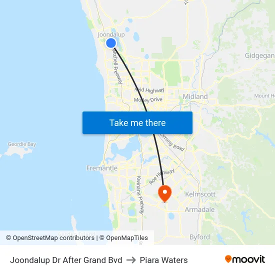 Joondalup Dr After Grand Bvd to Piara Waters map