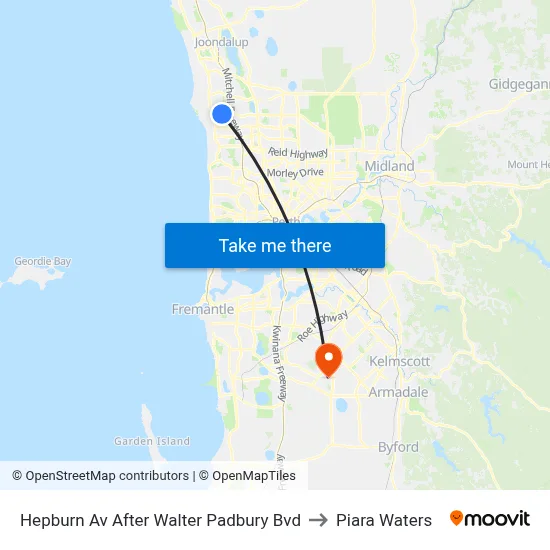 Hepburn Av After Walter Padbury Bvd to Piara Waters map