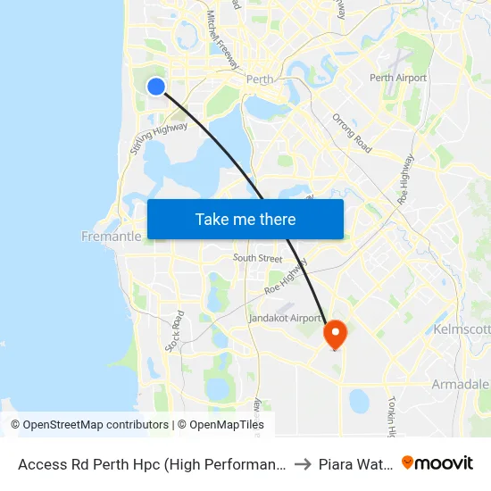 Access Rd Perth Hpc (High Performance Ctr) to Piara Waters map