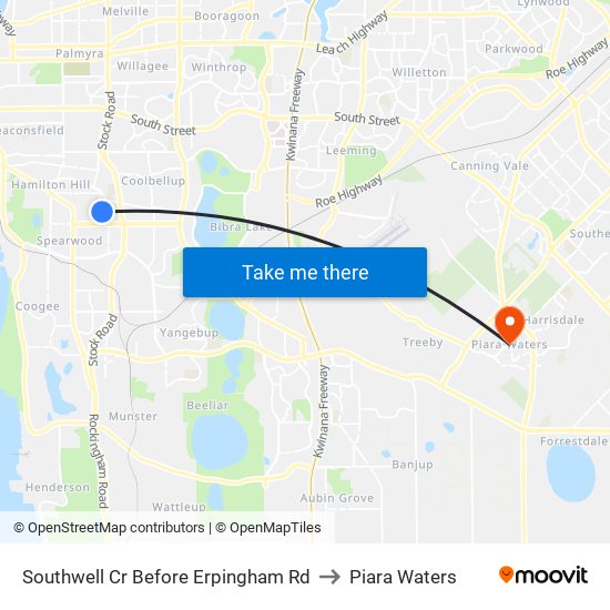 Southwell Cr Before Erpingham Rd to Piara Waters map