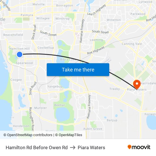 Hamilton Rd Before Owen Rd to Piara Waters map