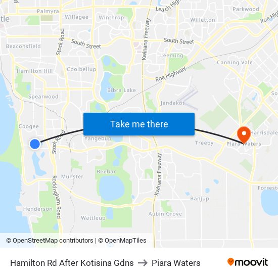 Hamilton Rd After Kotisina Gdns to Piara Waters map