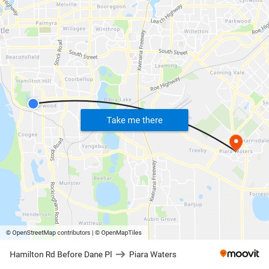 Hamilton Rd Before Dane Pl to Piara Waters map