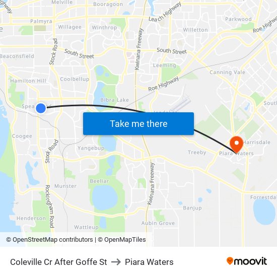 Coleville Cr After Goffe St to Piara Waters map