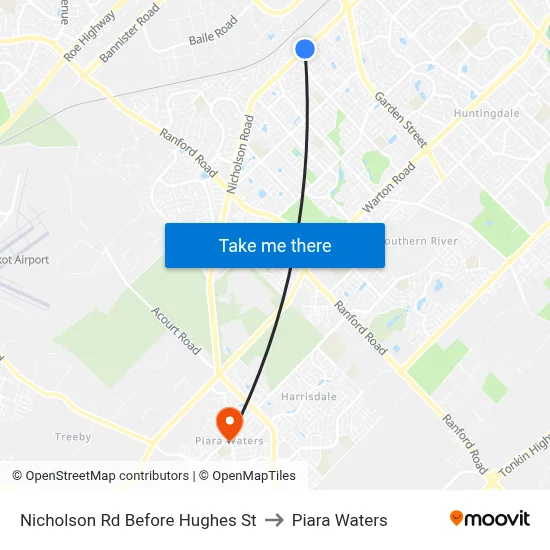 Nicholson Rd Before Hughes St to Piara Waters map