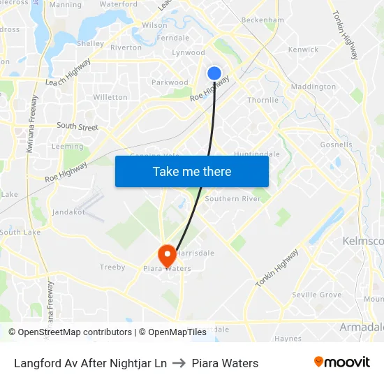 Langford Av After Nightjar Ln to Piara Waters map