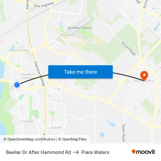 Beeliar Dr After Hammond Rd to Piara Waters map