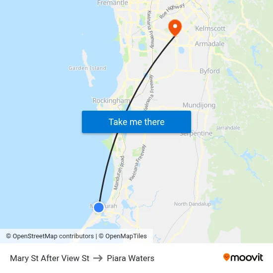 Mary St After View St to Piara Waters map