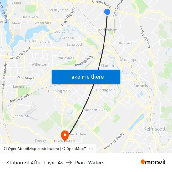 Station St After Luyer Av to Piara Waters map