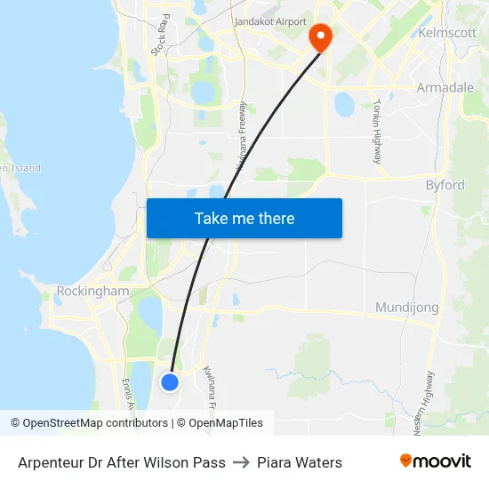 Arpenteur Dr After Wilson Pass to Piara Waters map