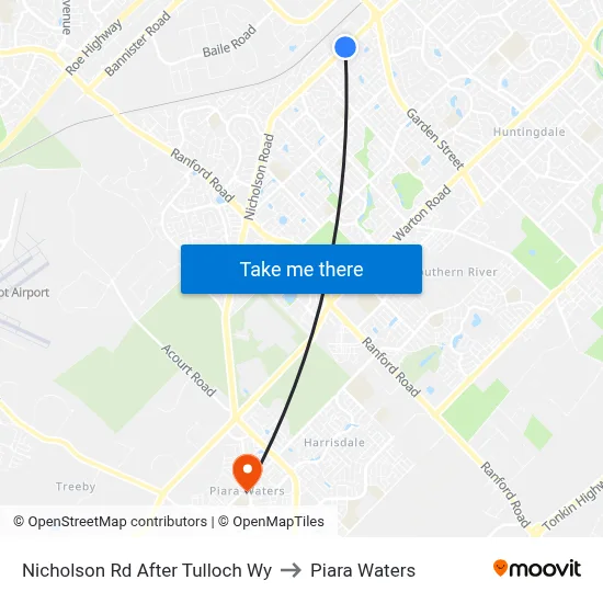 Nicholson Rd After Tulloch Wy to Piara Waters map