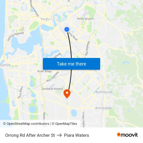 Orrong Rd After Archer St to Piara Waters map