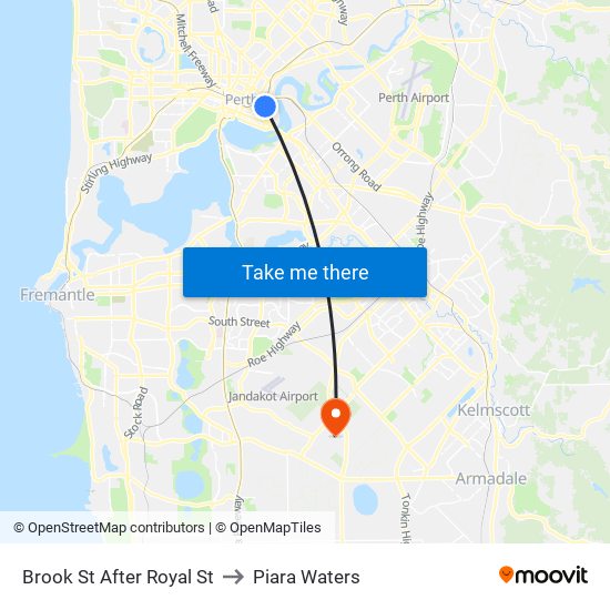 Brook St After Royal St to Piara Waters map