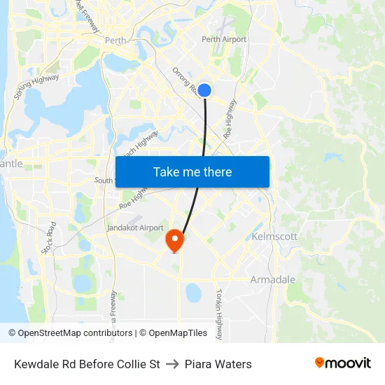 Kewdale Rd Before Collie St to Piara Waters map