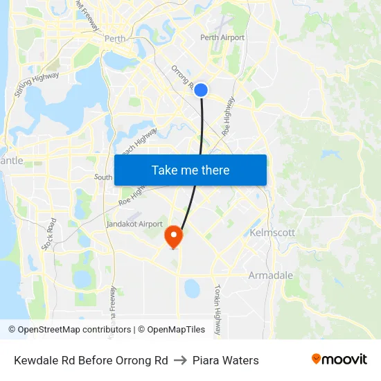 Kewdale Rd Before Orrong Rd to Piara Waters map