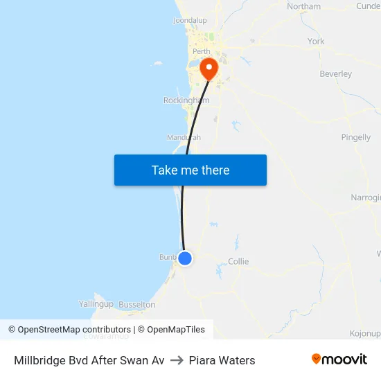 Millbridge Bvd After Swan Av to Piara Waters map