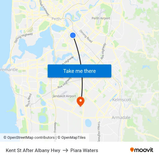 Kent St After Albany Hwy to Piara Waters map
