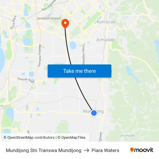 Mundijong Stn Transwa Mundijong to Piara Waters map