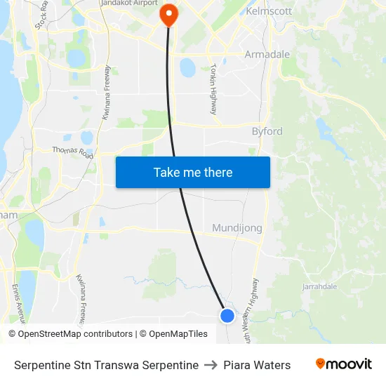 Serpentine Stn Transwa Serpentine to Piara Waters map
