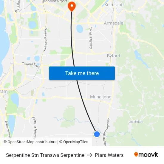 Serpentine Stn Transwa Serpentine to Piara Waters map