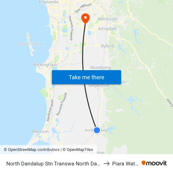 North Dandalup Stn Transwa North Dandalup to Piara Waters map