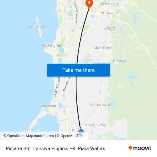 Pinjarra Stn Transwa Pinjarra to Piara Waters map