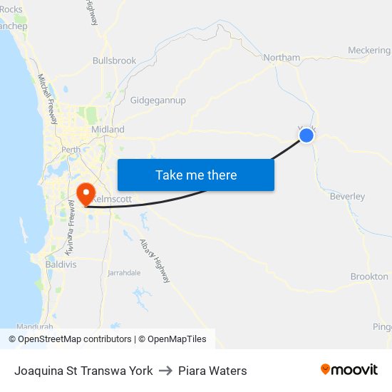 Joaquina St Transwa York to Piara Waters map