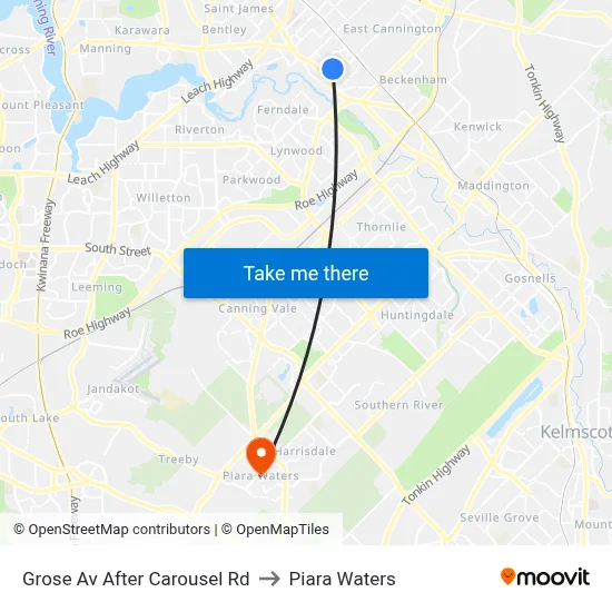 Grose Av After Carousel Rd to Piara Waters map
