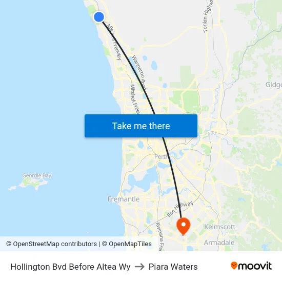 Hollington Bvd Before Altea Wy to Piara Waters map