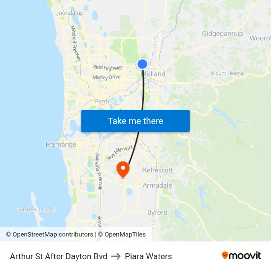 Arthur St After Dayton Bvd to Piara Waters map